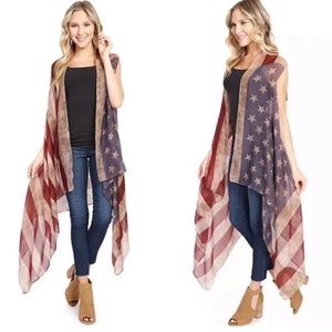 Vintage Look American Flag Vest/Cover Up OS